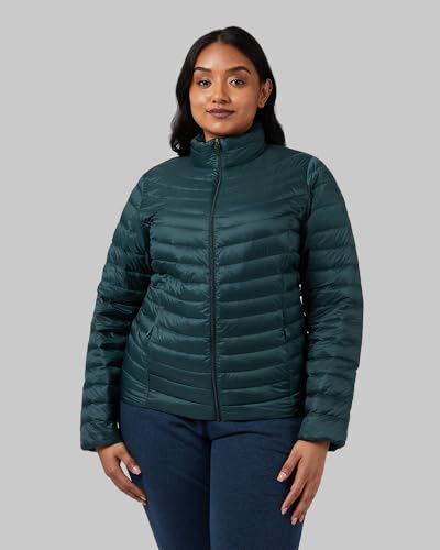 32º DEGREES Women's Quilted Ultra-Light Down Packable Puffer Jacket | Layering |Semi-Fitted | Zippered Pockets | Water Repellent, Darkest Spruce, X-Large