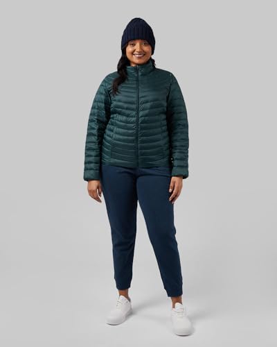 32º DEGREES Women's Quilted Ultra-Light Down Packable Puffer Jacket | Layering |Semi-Fitted | Zippered Pockets | Water Repellent, Darkest Spruce, X-Large