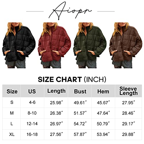 Aiopr Women's Oversized Lightweight Down Coat Long Sleeve Zip Packable Short Puffer Jackets