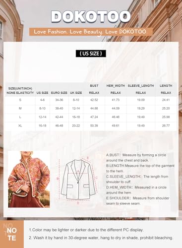 Dokotoo Womens Jackets Stand Collared Long Sleeve Drop Shoulder Pocketed Quilted Winter Jacket Coats Women Casual Soft Open Front Button Up Warm Floral Print Cropped Puffer Jacket Multicolour XL