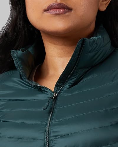 32º DEGREES Women's Quilted Ultra-Light Down Packable Puffer Jacket | Layering |Semi-Fitted | Zippered Pockets | Water Repellent, Darkest Spruce, X-Large