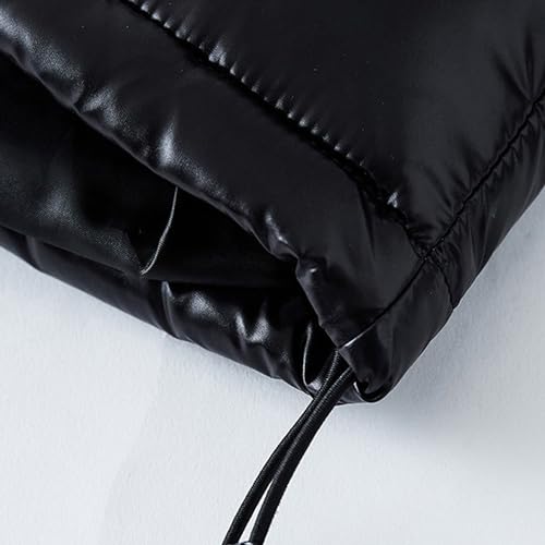 JEsilunmaMY Men's Thermal Shiny Hooded Puffer Jacket Winter Coats Water-Resistant Down Coats Insulated Padded Puffy Coat (Black,XX-Large)