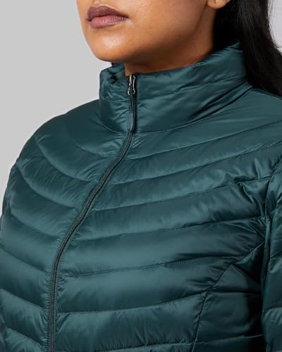 32º DEGREES Women's Quilted Ultra-Light Down Packable Puffer Jacket | Layering |Semi-Fitted | Zippered Pockets | Water Repellent, Darkest Spruce, X-Large