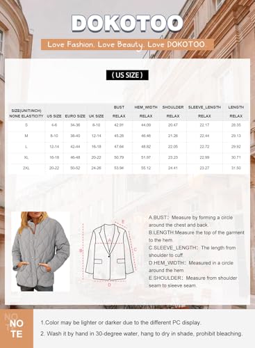 Dokotoo Puffer Jacket Womens Winter Casual Quilted Jackets Fashion Fall Button Down Long Sleeve Drop Shoulder Round Neck Padded Coats Oversized Warm Lightweight Outerwear with Pockets Black M