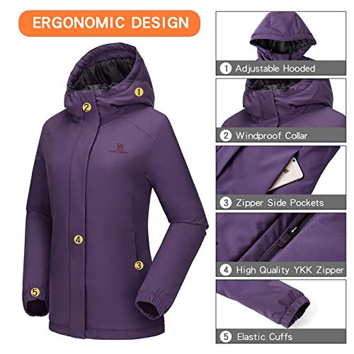 CAMELSPORTS Women's Puffer Jacket With Hooded Waterproof Thicken Warm Coat Full-Zip Insulated Windproof Parka Long-Sleeve Fashion Puffect