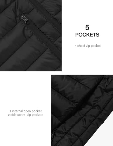 fit space Men's Puffer Jacket Down Synthesis Lightweight Hiking Jacket Winter Warm Coat Quilted Water Resistant Packable (Black, XX-Large)