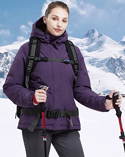 CAMELSPORTS Women's Puffer Jacket With Hooded Waterproof Thicken Warm Coat Full-Zip Insulated Windproof Parka Long-Sleeve Fashion Puffect