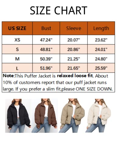 InterNos Women's Winter Stand Collar Zip Puffer Jacket Baggy Short Padded Down Coats(0128-Black-M)