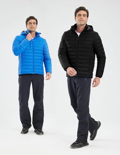 fit space Men's Puffer Jacket Down Synthesis Lightweight Hiking Jacket Winter Warm Coat Quilted Water Resistant Packable (Black, XX-Large)