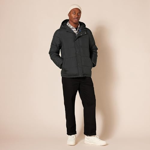 Amazon Essentials Men's Heavyweight Hooded Puffer Coat, Black, X-Small