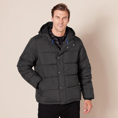 Amazon Essentials Men's Heavyweight Hooded Puffer Coat, Black, X-Small