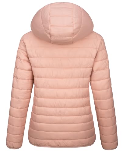 MAGCOMSEN Womens Hooded Puffer Jacket with 4 Pockets Ultra-light Short Water-resistant Padded Jacket Winter Coat, Navy Blue S