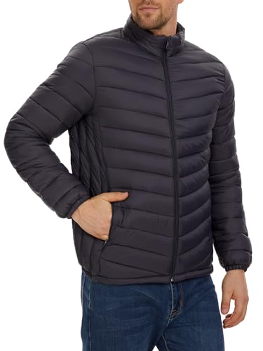 YKR Men's Quilted Puffer Jacket Lightweight Water Resistant Windbreaker Coat Warm Winter Down Jacket with Pocket Blue L