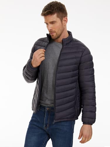 YKR Men's Quilted Puffer Jacket Lightweight Water Resistant Windbreaker Coat Warm Winter Down Jacket with Pocket Blue L