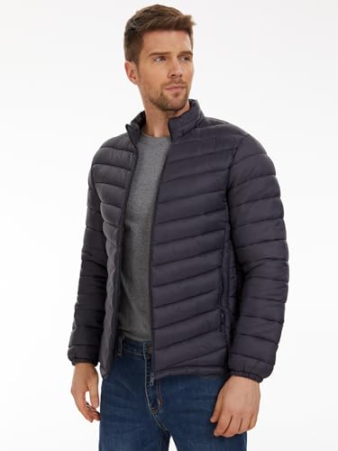 YKR Men's Quilted Puffer Jacket Lightweight Water Resistant Windbreaker Coat Warm Winter Down Jacket with Pocket Blue L