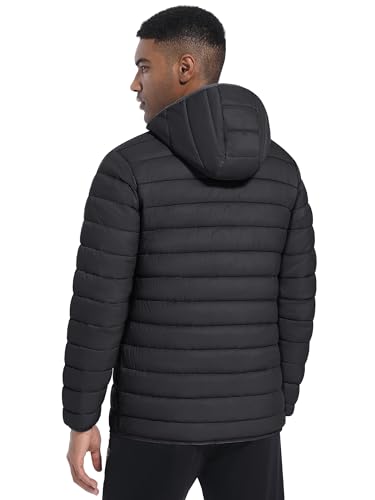 TACVASEN Men's Water-Repellent Jacket Puffer Jacket Lightweight Jacket Packable Jacket Hooded Down Jacket Windbreaker Jacket Quilted Jacket
