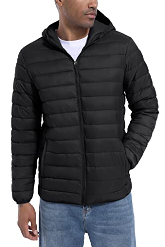 TACVASEN Men's Water-Repellent Jacket Puffer Jacket Lightweight Jacket Packable Jacket Hooded Down Jacket Windbreaker Jacket Quilted Jacket