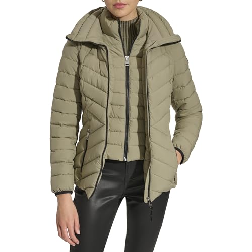 DKNY Women's Hooded Puffer Jacket, Sage