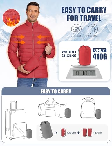 COOFANDY Mens Lightweight Puffer Jackets Packable Down Jacket Christmas Jacket Warm Jackets Bubble Jacket for Winter