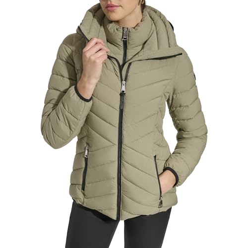 DKNY Women's Hooded Puffer Jacket, Sage