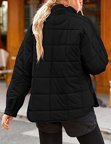 LEANI Women's Oversized Lightweight Puffer Jackets Long Sleeve Zipper Short Down Coat with Pockets