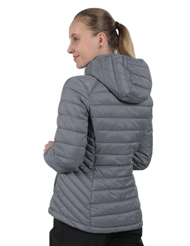 fit space Women's Puffer Jacket Synthetic Down Winter Coat,Insulated Quilted Lightweight Removel Hooded Packable (Small, Grey)