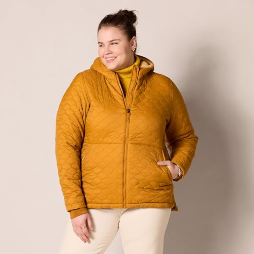 Amazon Essentials Women's Lightweight Water-Resistant Sherpa-Lined Hooded Puffer, Camel, X-Large