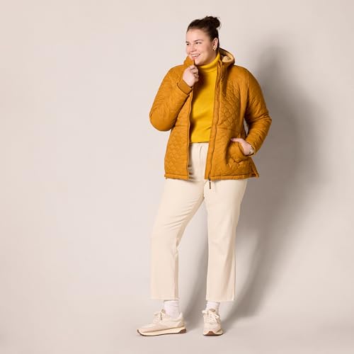 Amazon Essentials Women's Lightweight Water-Resistant Sherpa-Lined Hooded Puffer, Camel, X-Large