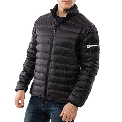 Alpine Swiss Niko Mens Down Alternative Jacket Puffer Coat Packable Warm Insulation & Lightweight BLK 2XL