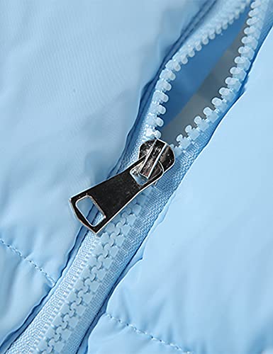Gihuo Womens Cropped Quilted Puffer Jacket Lightweight Padded Coat Warm Puffy Coat Zip UP Bubble Coats with Pockets(Blue-M)