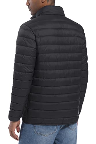 MAGCOMSEN Puffer Jacket Men Packable Down Jacket Lightweight Winter Coats Waterproof Insulated Jacket Black 2XL
