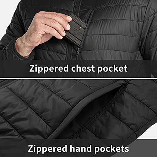33,000ft Men's Lightweight Packable Insulated Puffer Winter Jacket, Water-Resistant Warm Quilted Down Alternative Puffy Coat
