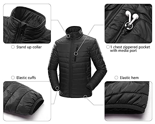 33,000ft Men's Lightweight Packable Insulated Puffer Winter Jacket, Water-Resistant Warm Quilted Down Alternative Puffy Coat