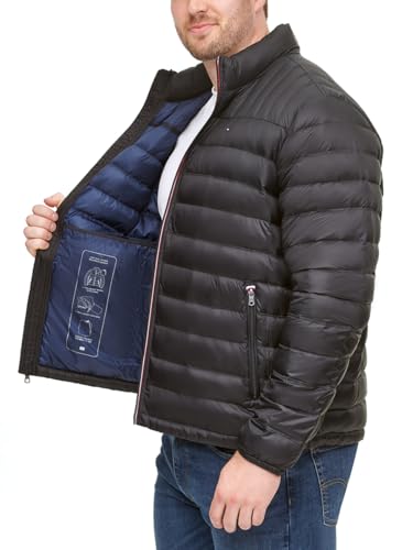 Tommy Hilfiger Men's Water Resistant Ultra Loft Down Alternative Puffer Jacket, Black, Medium