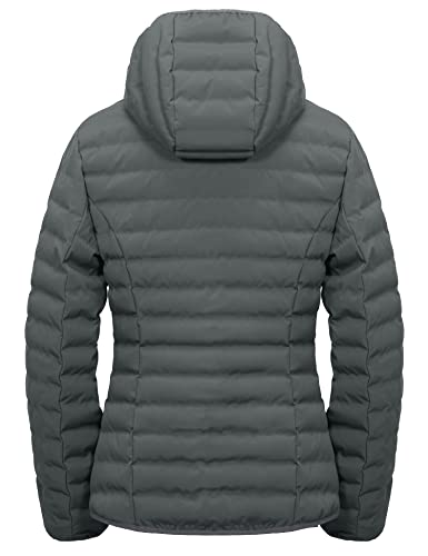 Little Donkey Andy Women's Warm Waterproof Puffer Jacket Hooded Windproof Winter Coat with Recycled Insulation Upgraded Grey M