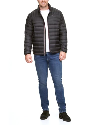 Tommy Hilfiger Men's Water Resistant Ultra Loft Down Alternative Puffer Jacket, Black, Medium