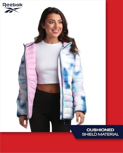 Reebok Women Jacket - Packable Quilted Puffer Coat – Casual Jacket for Women (S-XL), Size Medium, Candy Print