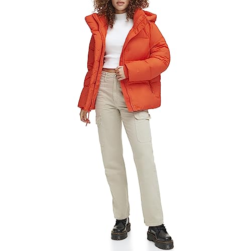 Levi's Women's Selma Hooded Puffer Jacket, Orange, Small