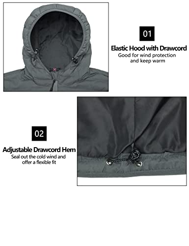 Little Donkey Andy Women's Warm Waterproof Puffer Jacket Hooded Windproof Winter Coat with Recycled Insulation Upgraded Grey M