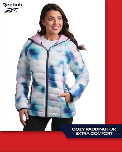 Reebok Women Jacket - Packable Quilted Puffer Coat – Casual Jacket for Women (S-XL), Size Medium, Candy Print
