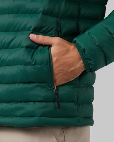 32º DEGREES Men's Lightweight Quilted Recycled Poly-Fill Packable Hooded Puffer Jacket | Zippered Pockets | Layering | Water Repellent, Formal Garden, Medium
