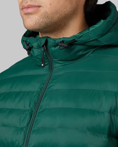 32º DEGREES Men's Lightweight Quilted Recycled Poly-Fill Packable Hooded Puffer Jacket | Zippered Pockets | Layering | Water Repellent, Formal Garden, Medium