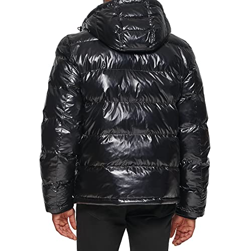 Tommy Hilfiger Men's Classic Hooded Puffer Jacket (Standard and Big & Tall), Black, XL