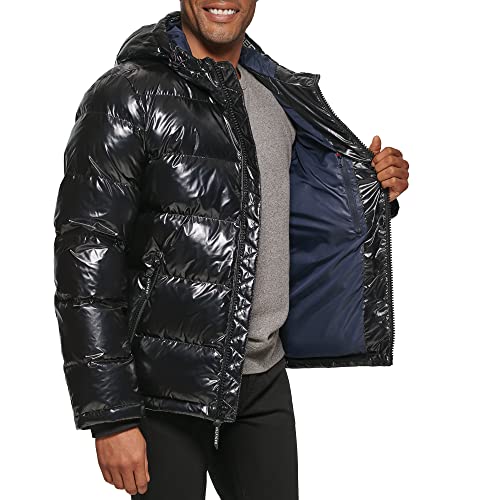 Tommy Hilfiger Men's Classic Hooded Puffer Jacket (Standard and Big & Tall), Black, XL