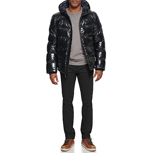 Tommy Hilfiger Men's Classic Hooded Puffer Jacket (Standard and Big & Tall), Black, XL