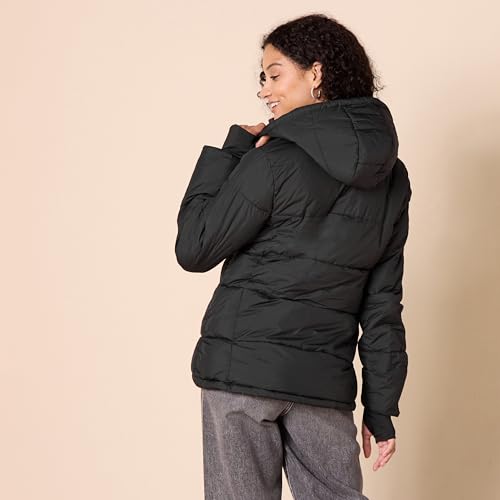 Amazon Essentials Women's Heavyweight Long-Sleeve Hooded Puffer Coat (Available in Plus Size), Black, Small