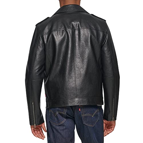 Levi's Men's Faux Leather Motorcycle Jacket, New Black, Large