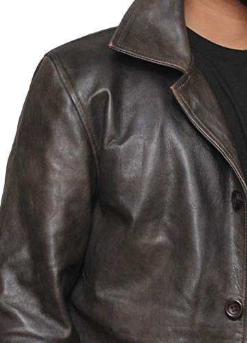 fjackets Mens Leather Jackets - Distressed Brown Leather 3/4 Jacket Mens Real Leather Jackets For Men | [1500033] Suprnaturl RubOff, M