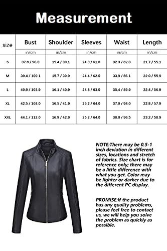 Bellivera Faux Leather Jackets for Women Moto Soft Coat 37 Black M