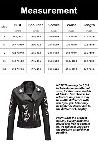 Bellivera Faux Leather Jackets for Womens Spring Fall Clothes Winter Soft Casual Short Floral Motorcycle Biker Coat 1702021 Black M